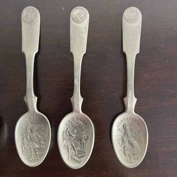 Franklin Mint 13 Original Multiple States American Patriot Colony Pewter Spoon - Picture 4 of 5
